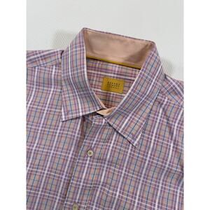 Robert Talbott Carmel Shirt Mens Large Pink Plaid Check Button Down